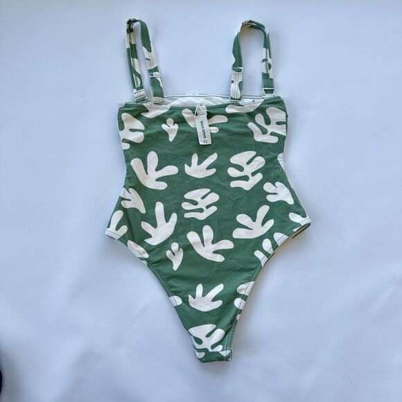 ZULU & ZEPHYR Flora One-Piece Swimsuit Green Hand Drawn US 6 Msrp $170 NWOT - Picture 7 of 10